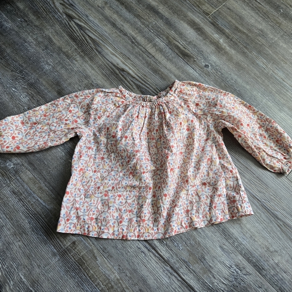 12-18M Girls Floral Kids Top - Pink and Orange